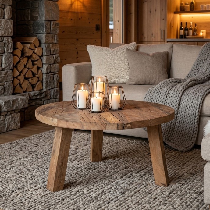 Raw Materials Couchtisch rund Recyclingholz 70cm