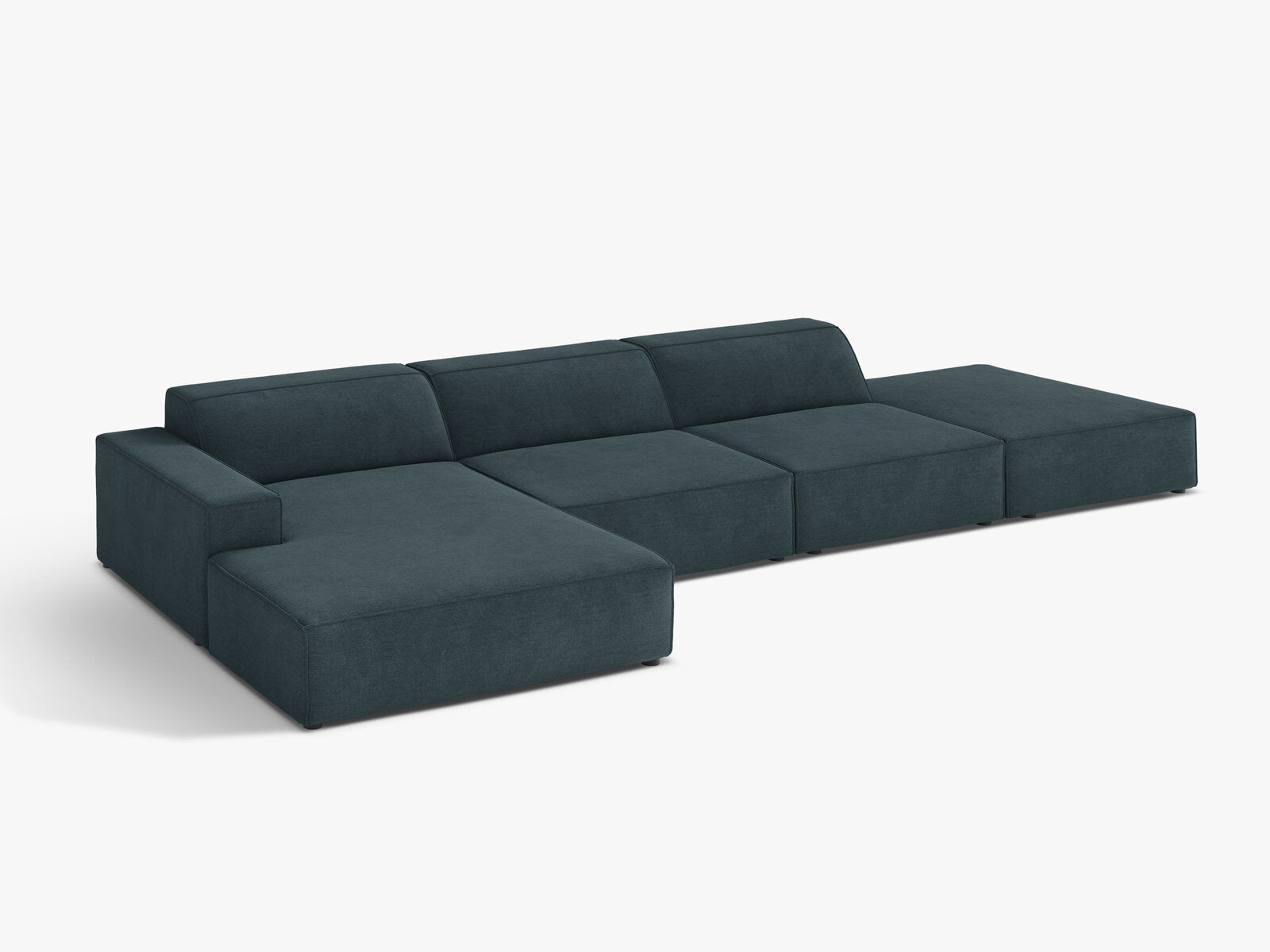 Micadoni Ecksofa Jodie 5-Sitzer Strukturierter Stoff Liberty Dunkel Petrol Links