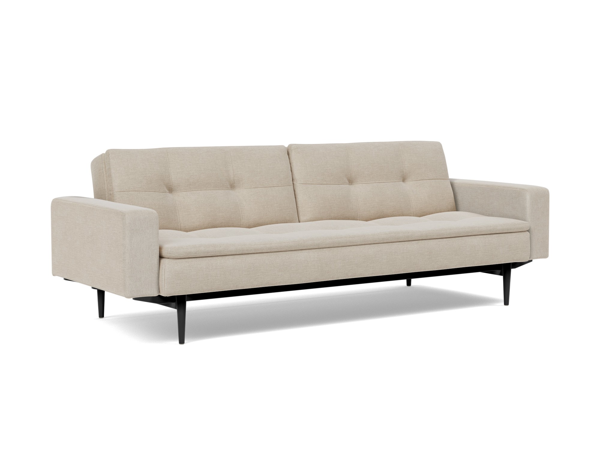Schlafsofa Dublexo mit Armlehnen Flachgewebe Phobos 586-Latte Beine Styletto Eiche schwarz