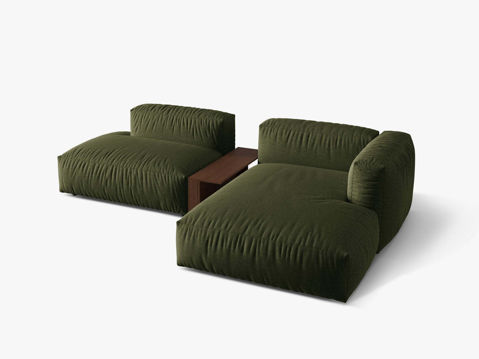 Micadoni Ecksofa Martina 2-Sitzer mit Couchtisch Rechts Strukturierter Stoff Grün