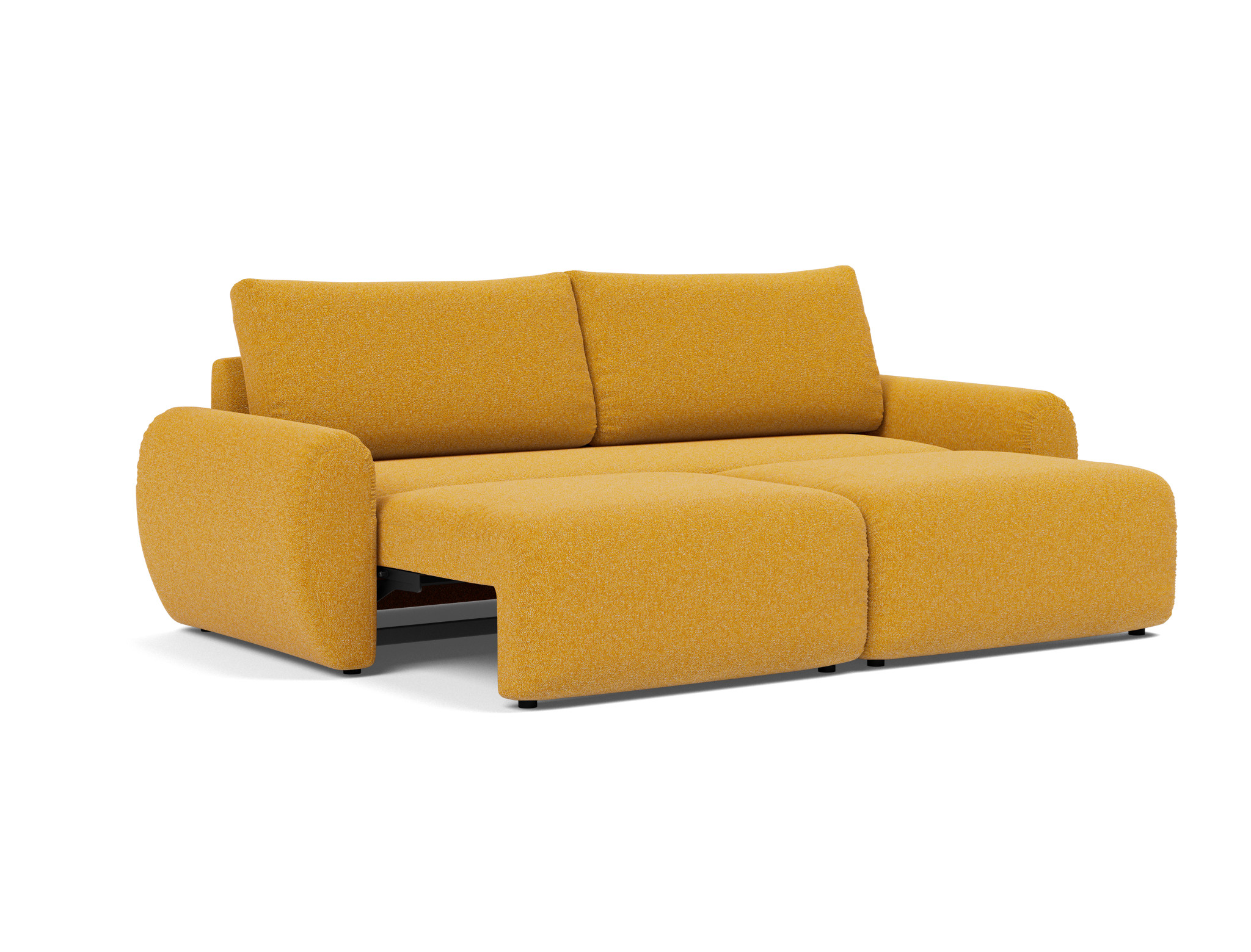 Schlafsofa Norum mit Curve-Armlehnen Boucle Skandi 536-Ochre