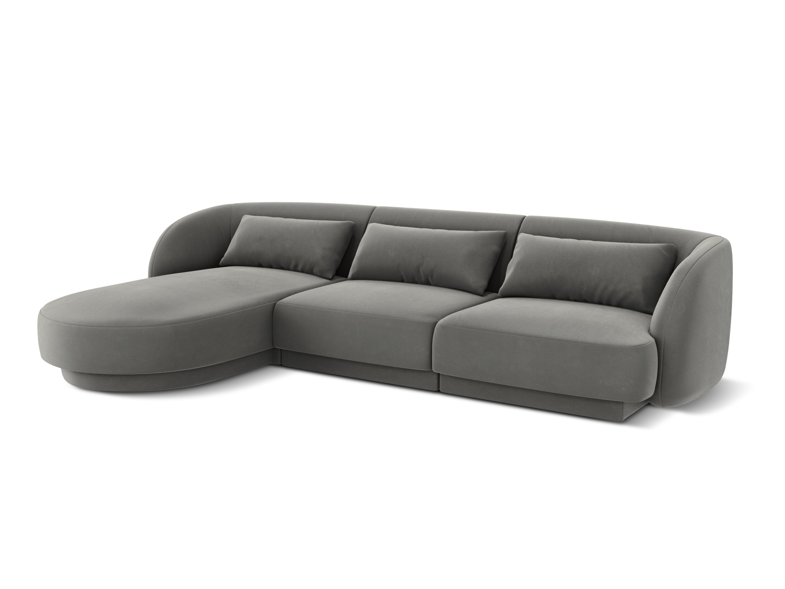 Cosmopolitan Design Ecksofa Tulum 4-Sitzer Samt Bluvel Hellgrau Links
