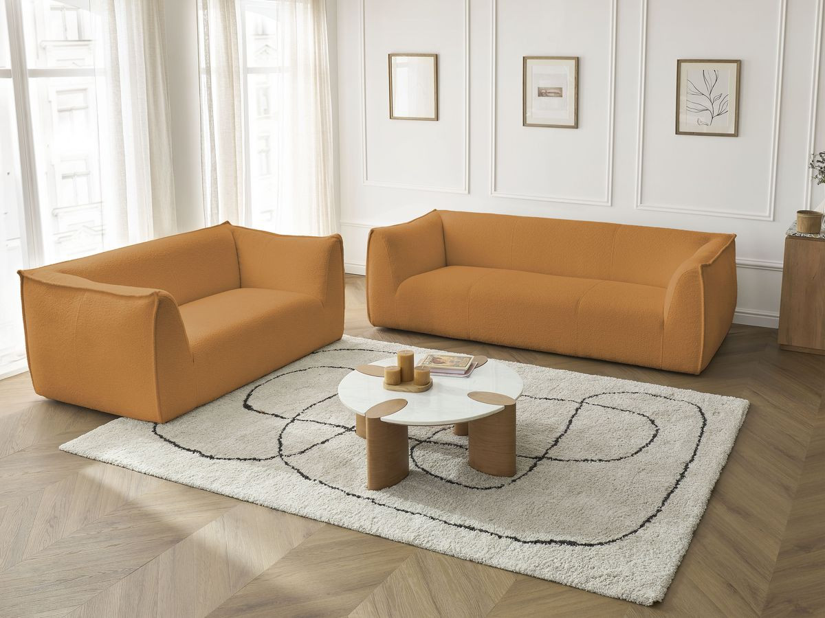 Bobochic Giorgia Sofa 5-Sitzer 412 × 100 cm Bouclé-Stoff Gelb
