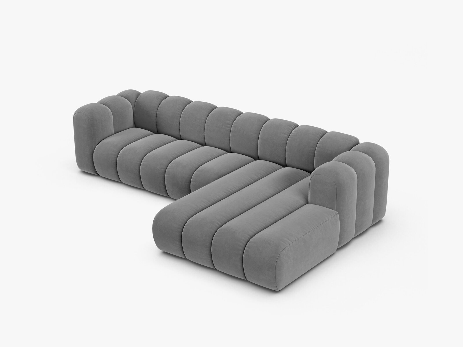 Micadoni Modulares Ecksofa Lupine 4-Sitzer Samt Venus Hellgrau Rechts