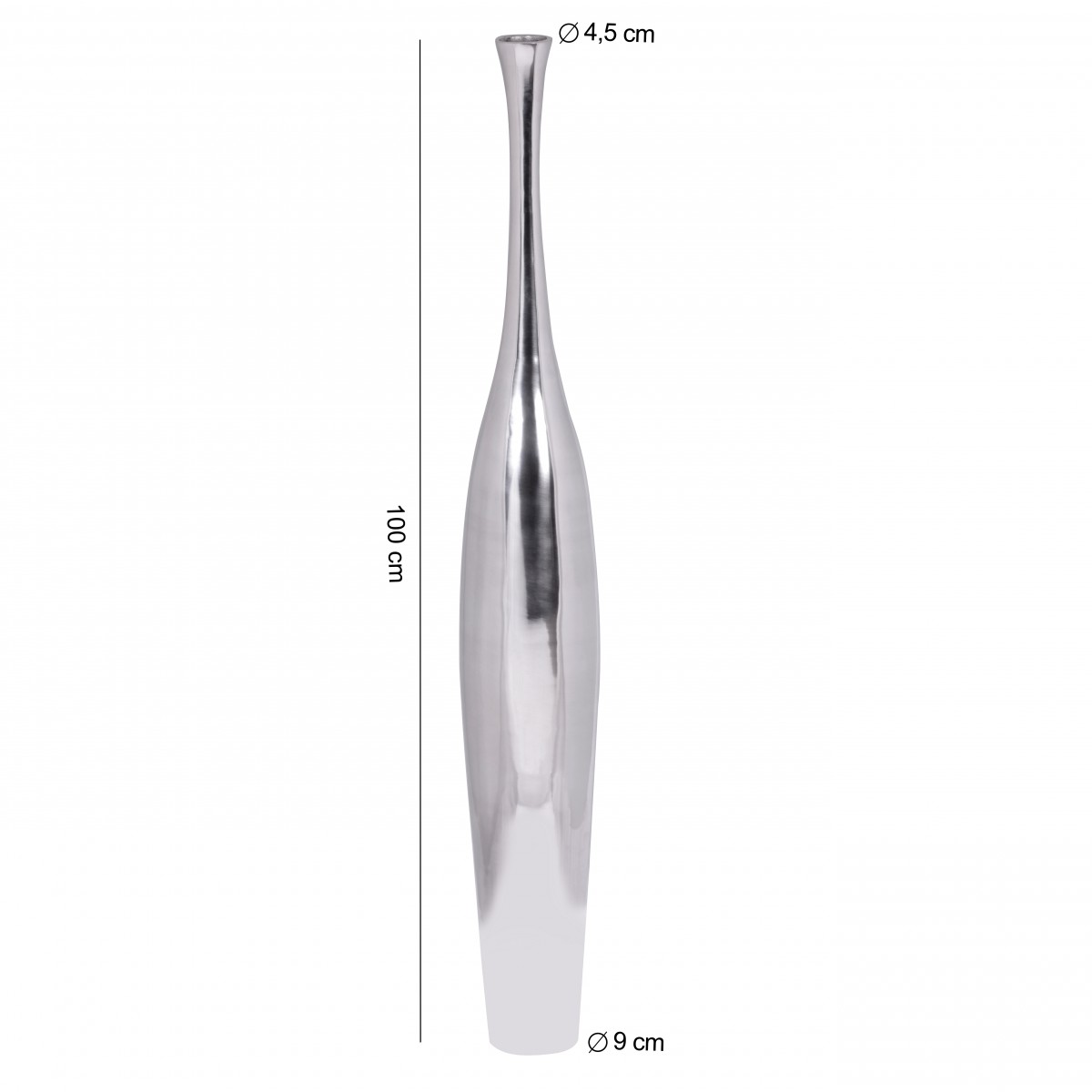 Bodenvase Bakken Aluminium Silber