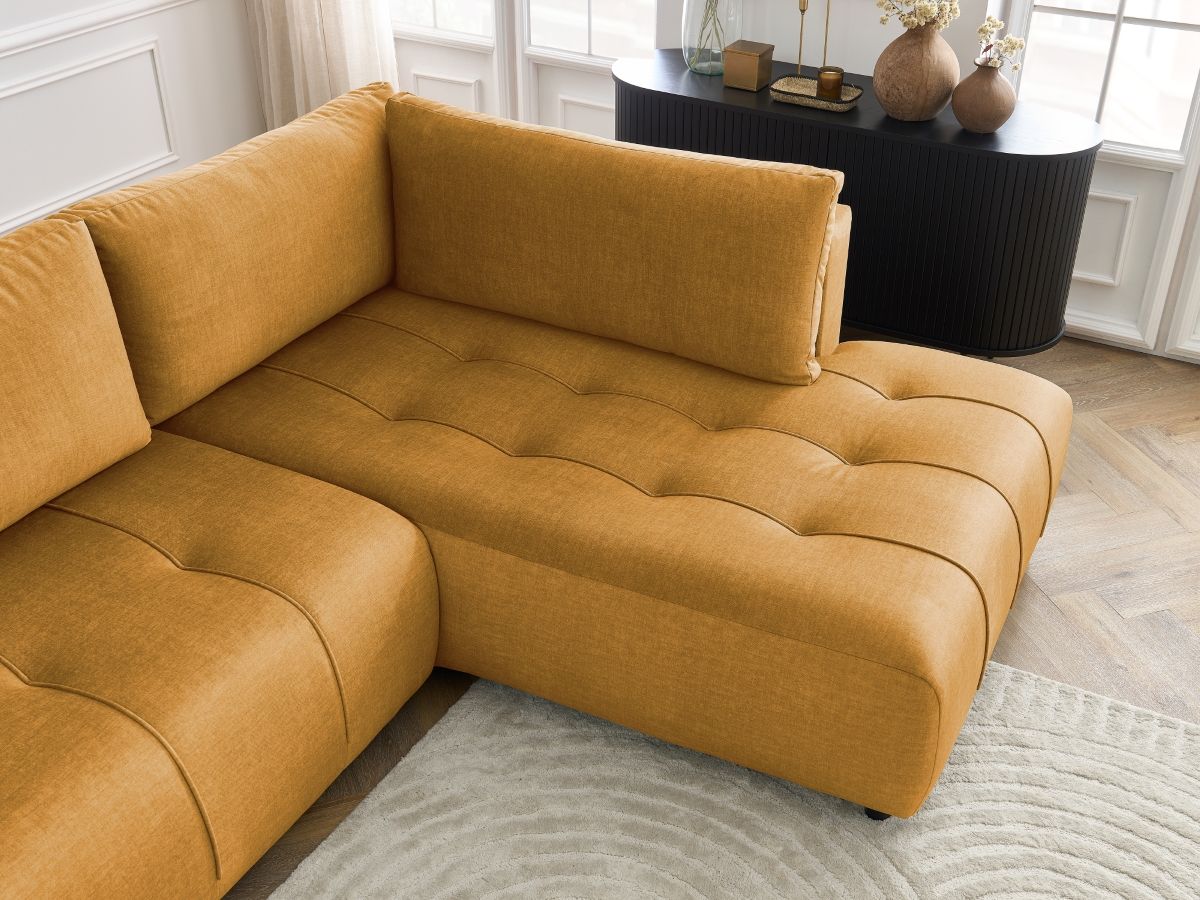 Bobochic Arsene Ecksofa mit Schlaffunktion und Bettkasten 277 × 200 cm Samt Gelb Ecke rechts