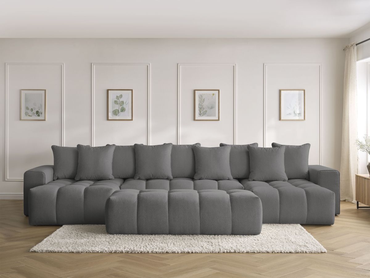 Bobochic Mont-blanc Wohnlandschaft mit Pouf Melange-Stoff Dunkelgrau