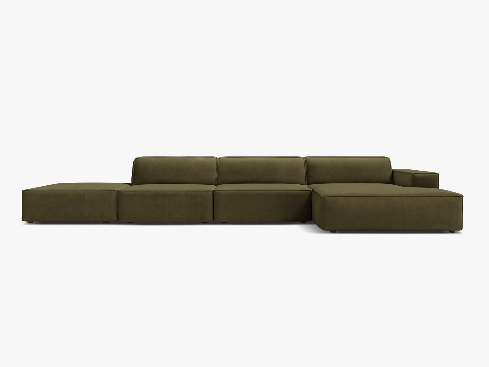 Micadoni Ecksofa Jodie 5-Sitzer Rechts Samt Bluvel Grün