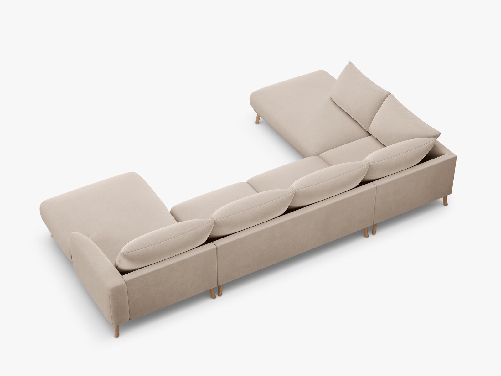 Micadoni Panorama Ecksofa Naomi 6-Sitzer Links Samt Salvador Beige