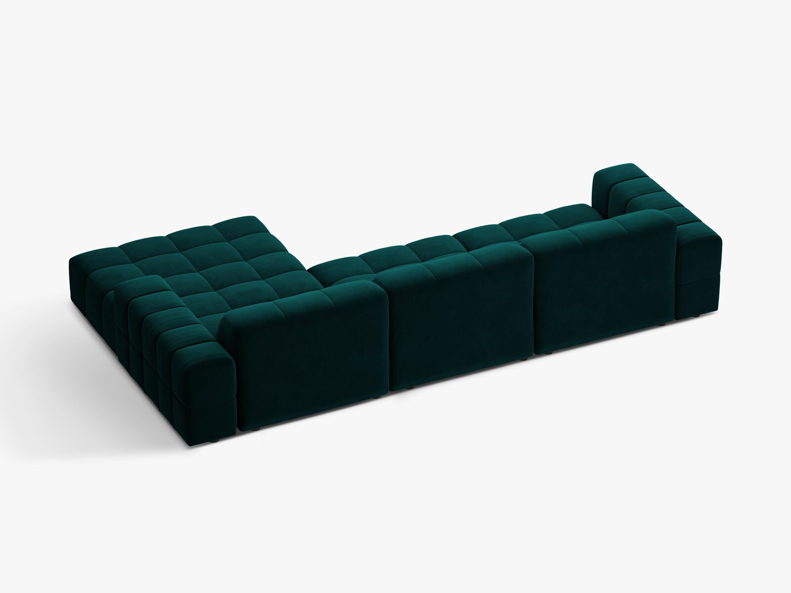 Micadoni Ecksofa Jennifer 4-Sitzer Samt Venus Dunkel Petrol Rechts