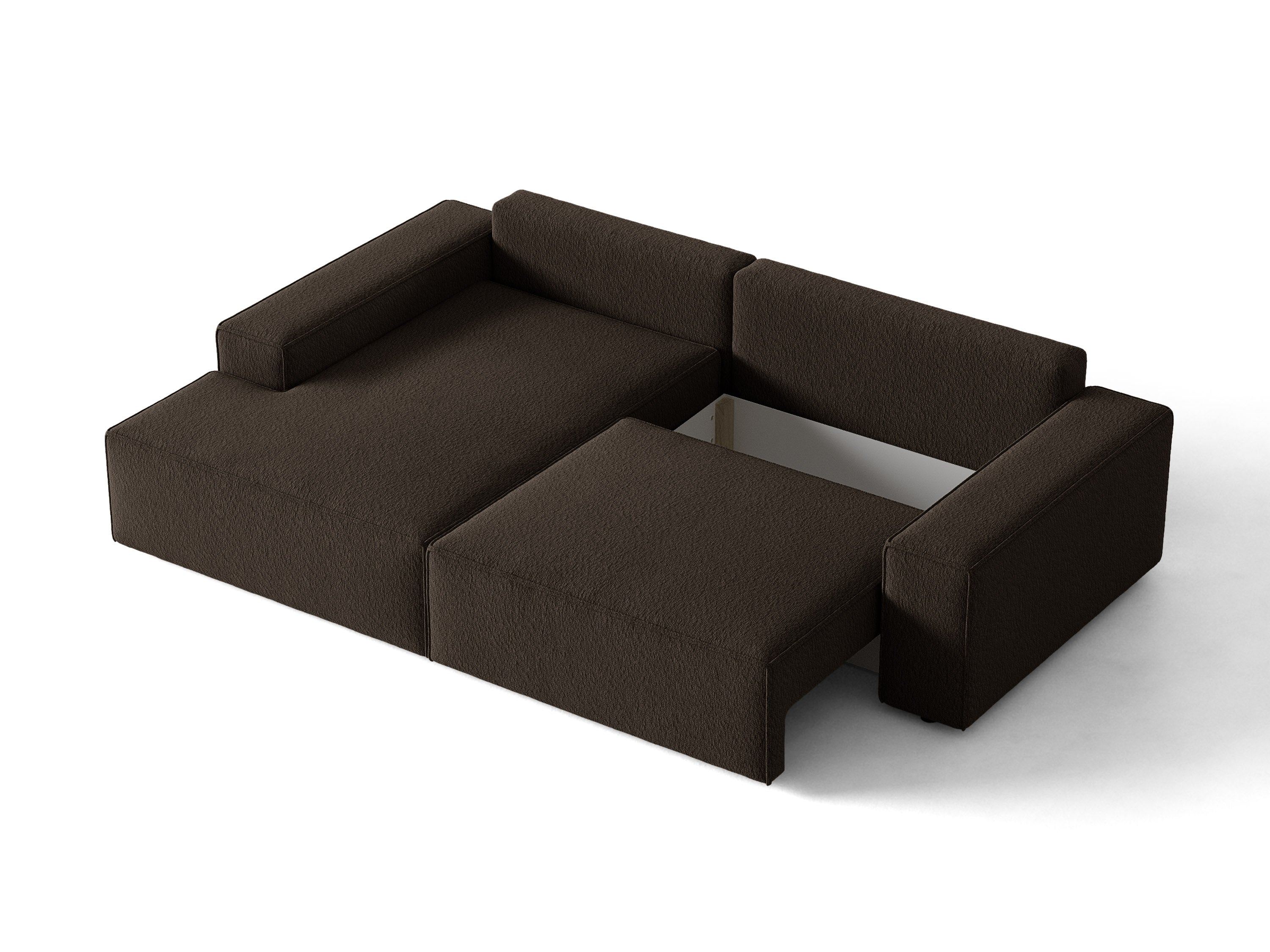 Micadoni Schlaf-Ecksofa Jodie 3-Sitzer Boucle Baloo Braun Links