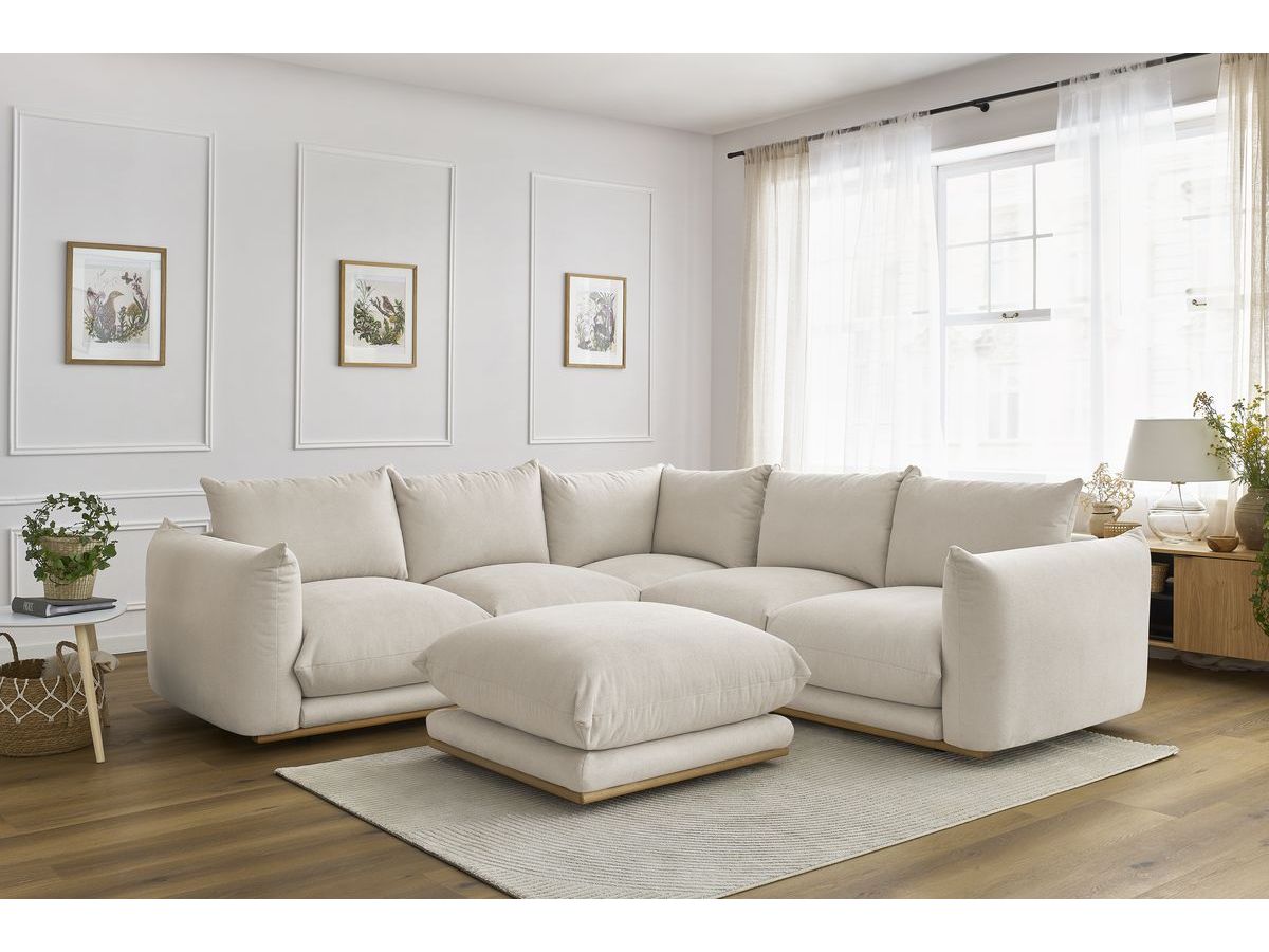 Bobochic Ernest Ecksofa mit Pouf Stoff Beige