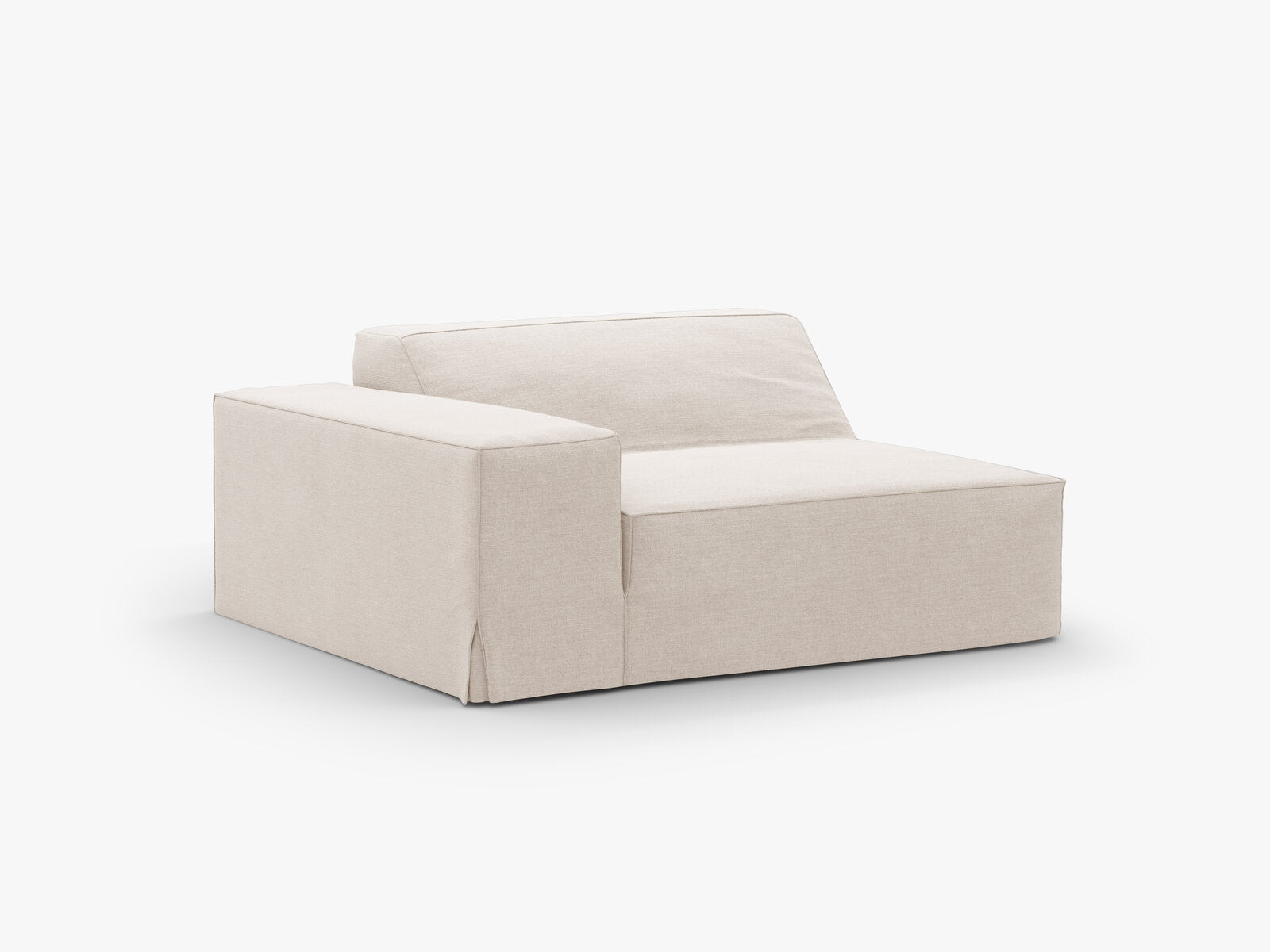 Micadoni Eckmodul groß mit Armlehne Jodie 1-Sitzer Links Strukturierter Stoff Lins Beige