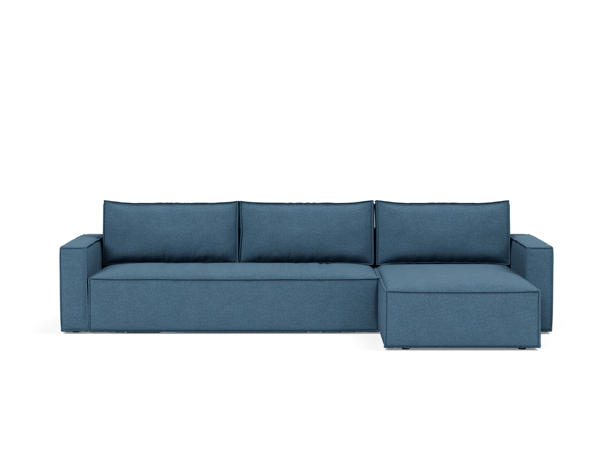 Schlafsofa Newilla mit Chaiselongue Strukturierter Stoff Weda 302-Weda-Blue