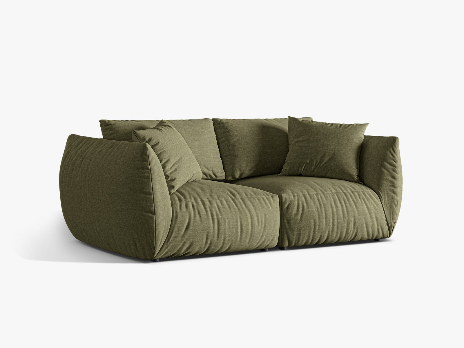 Micadoni Sofa Chris 3-Sitzer Strukturierter Stoff Hellgrün