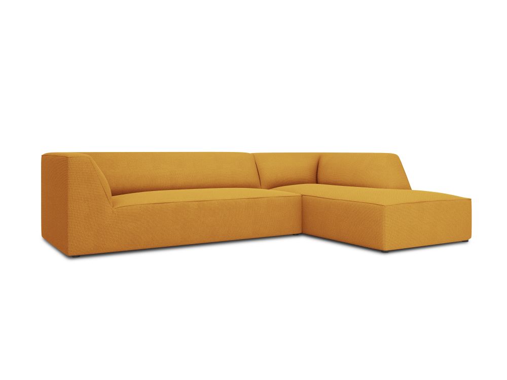Cosmopolitan Design Ecksofa Siena 4-Sitzer Strukturierter Stoff Ottawa Gelb Rechts