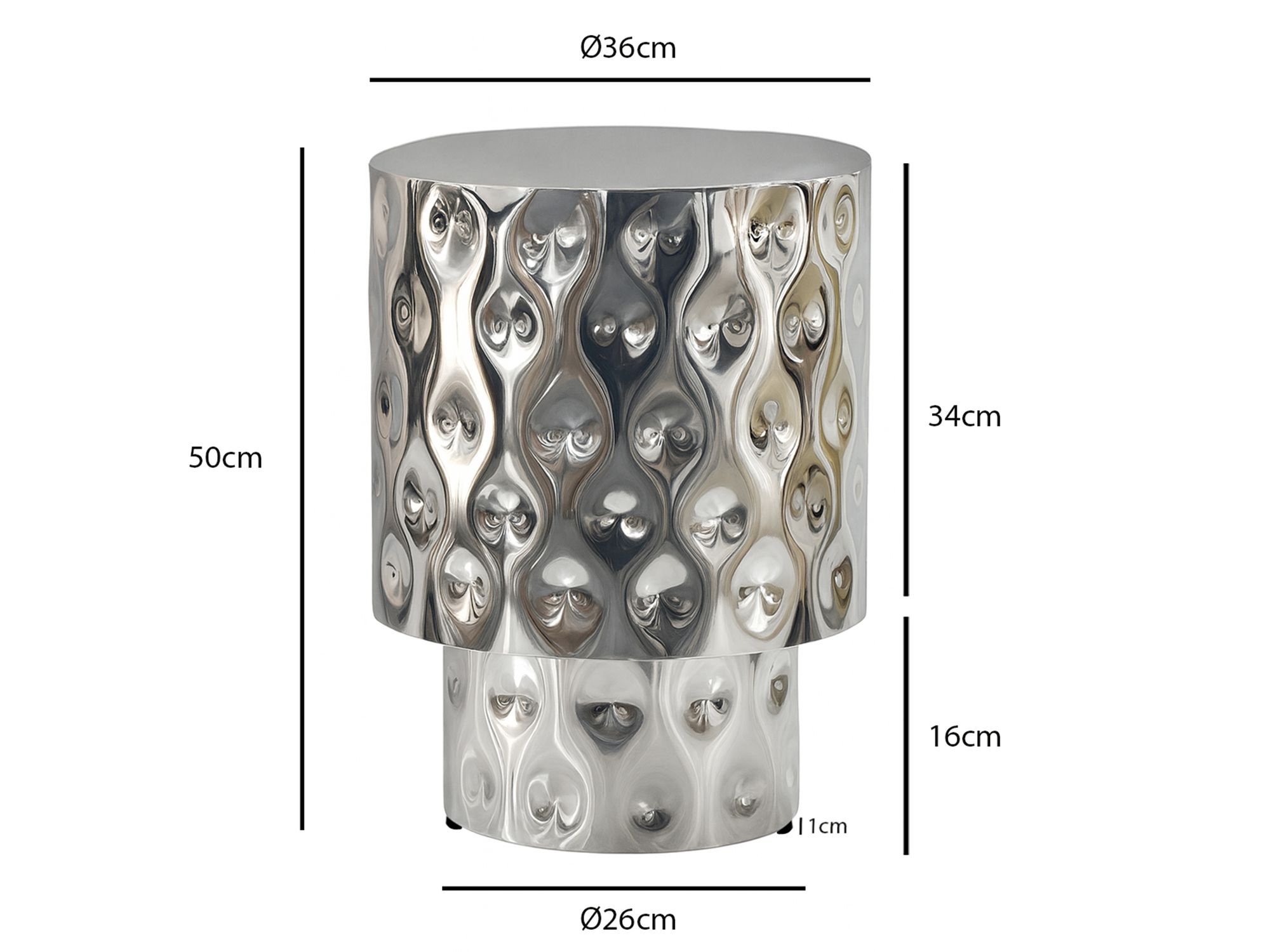 Beistelltisch Selje Aluminium Silber Höhe 50 cm
