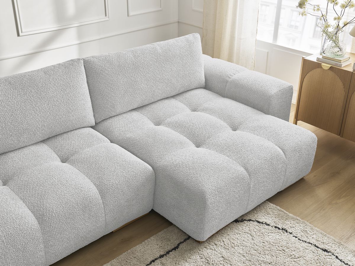 Bobochic Anakin Wohnlandschaft, 3 Kissen Bouclé-Stoff Hellgrau