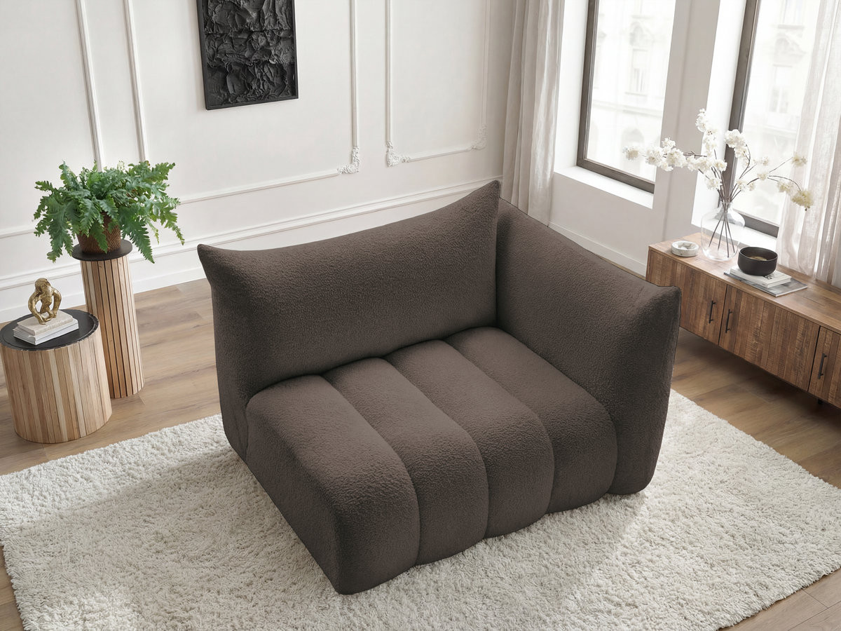 Bobochic Azra Sofamodul 2-Sitzer 143 × 112 cm Bouclé-Stoff Braun Ecke rechts