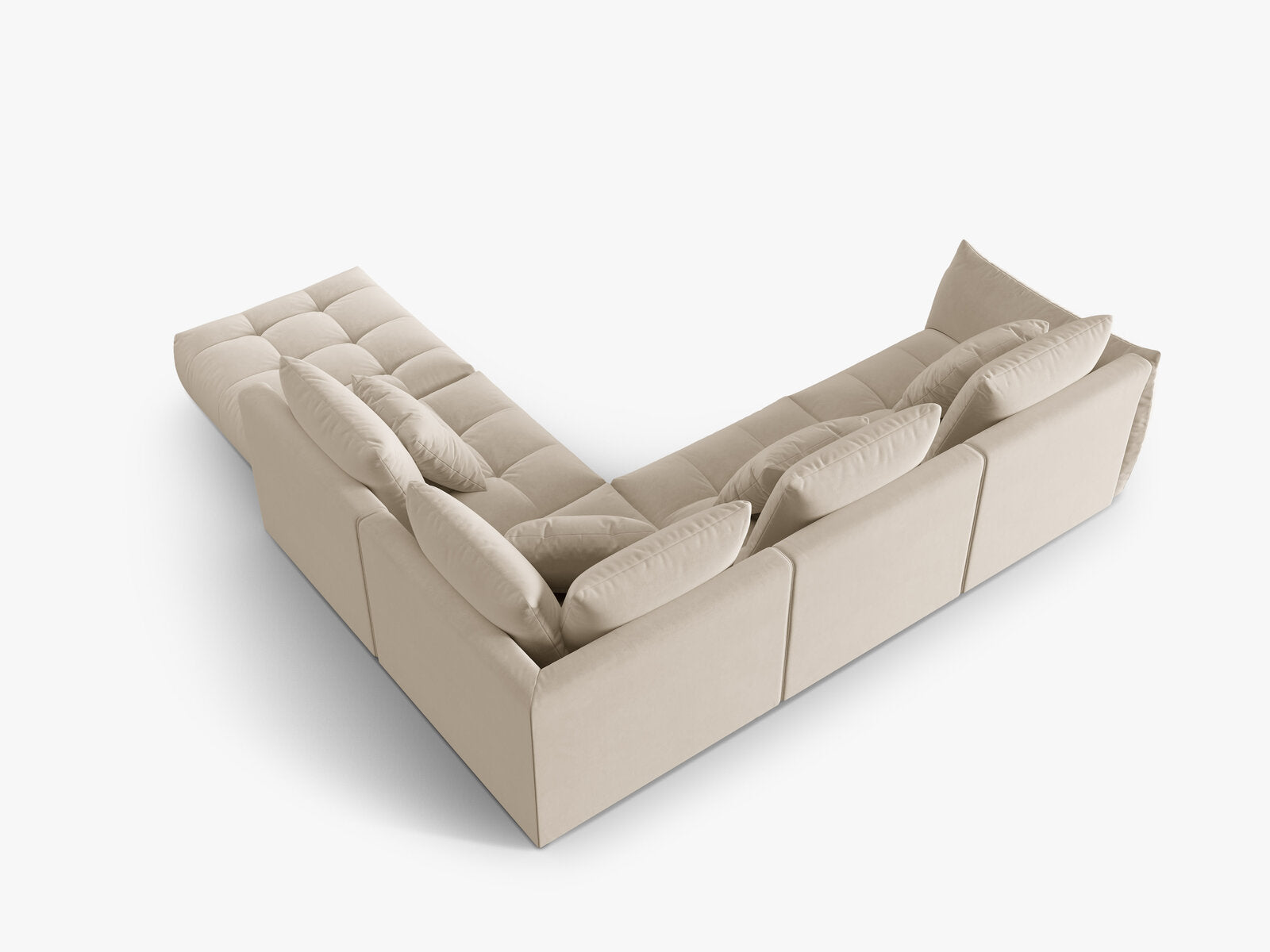 Micadoni Ecksofa Bloom 5-Sitzer Rechts Samt Ecru