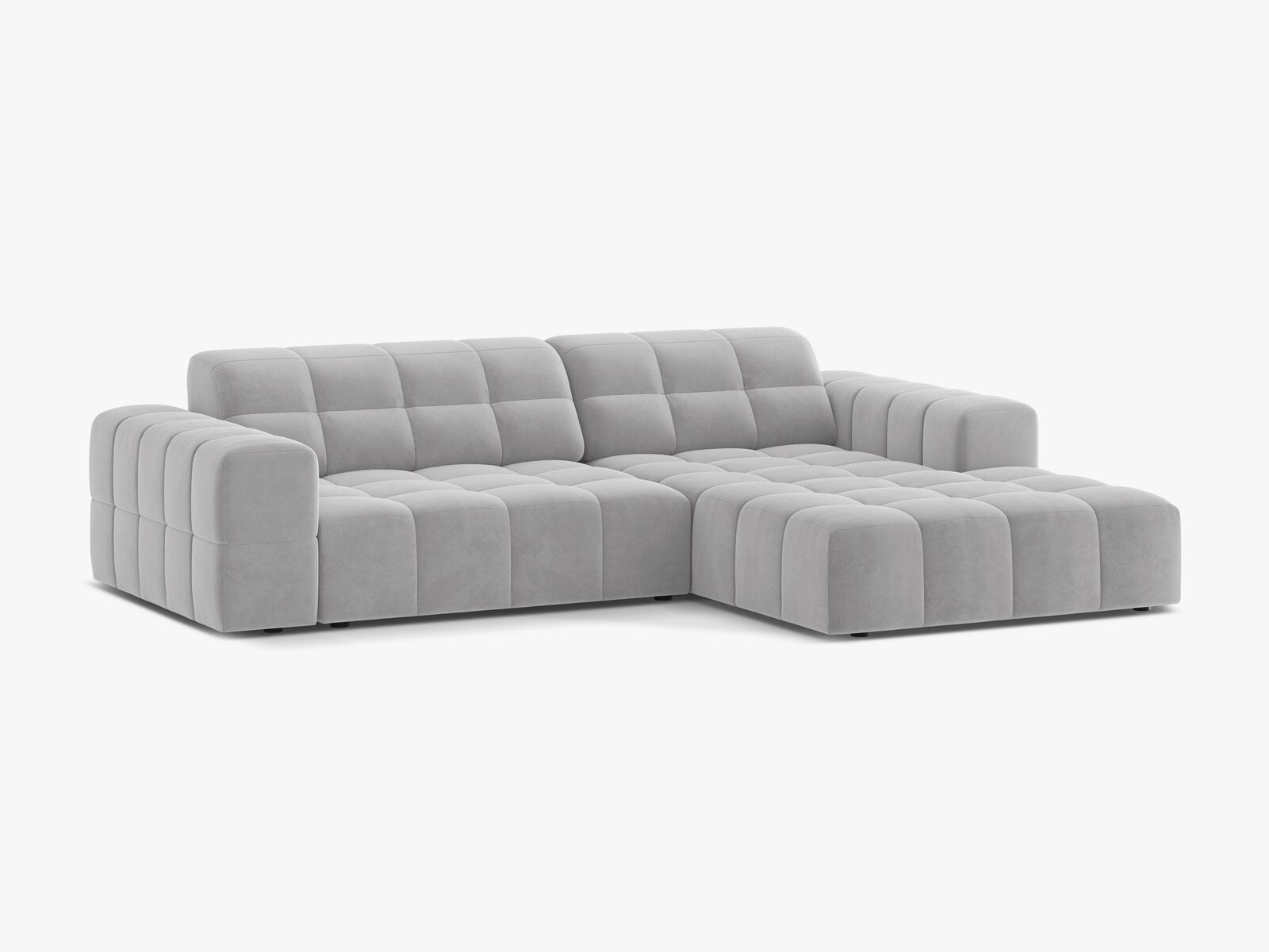 Micadoni Jennifer Ecksofa 4-Sitzer Rechts Samt Bluvel Silber