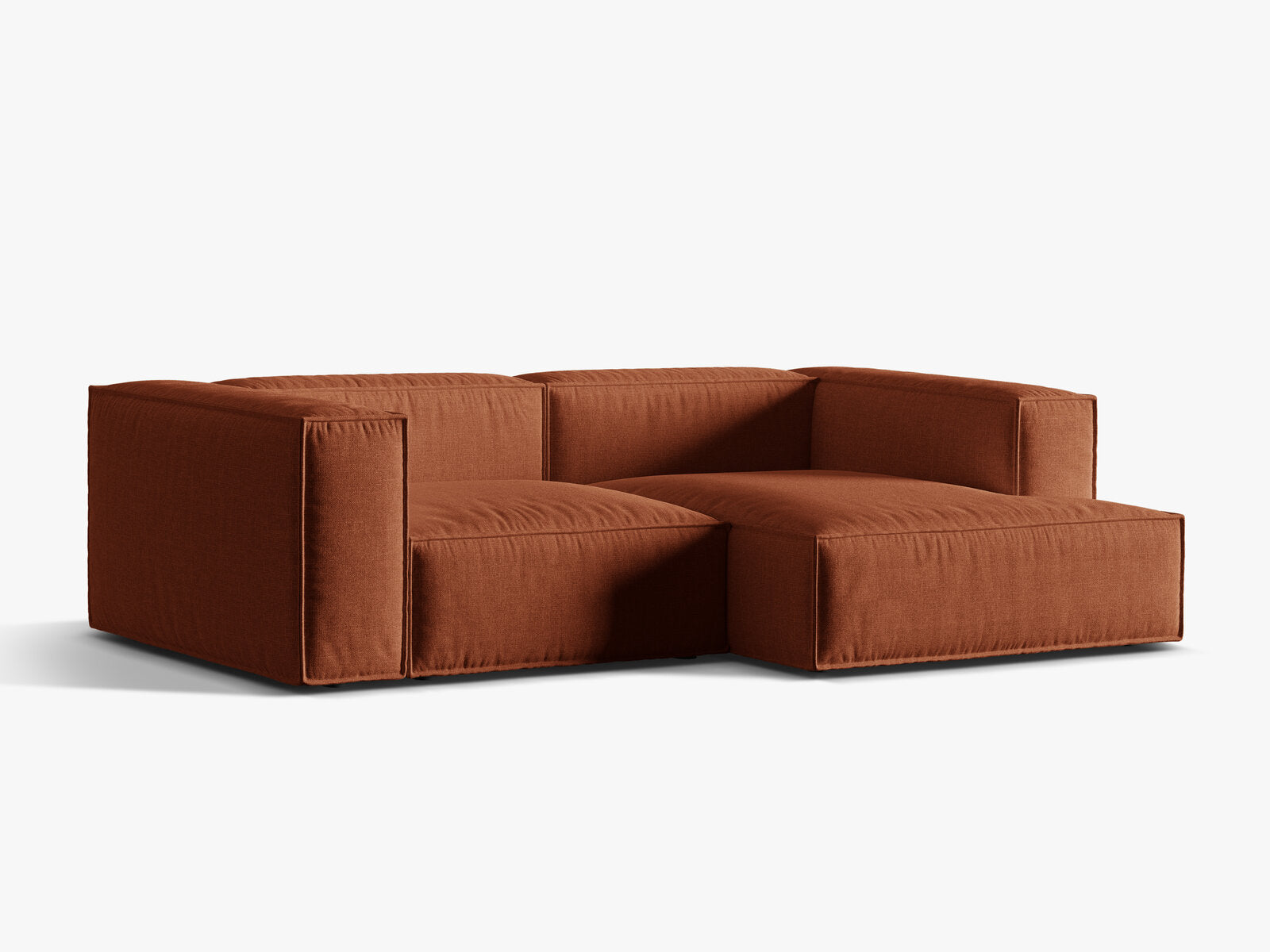 Micadoni Ecksofa Nuria 3-Sitzer Rechts Strukturierter Stoff Ziegel