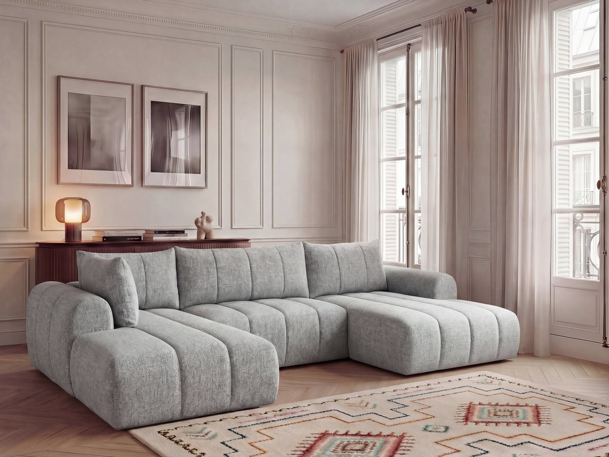 Bobochic Nesty Wohnlandschaft Melange-Stoff Hellgrau Ecke rechts