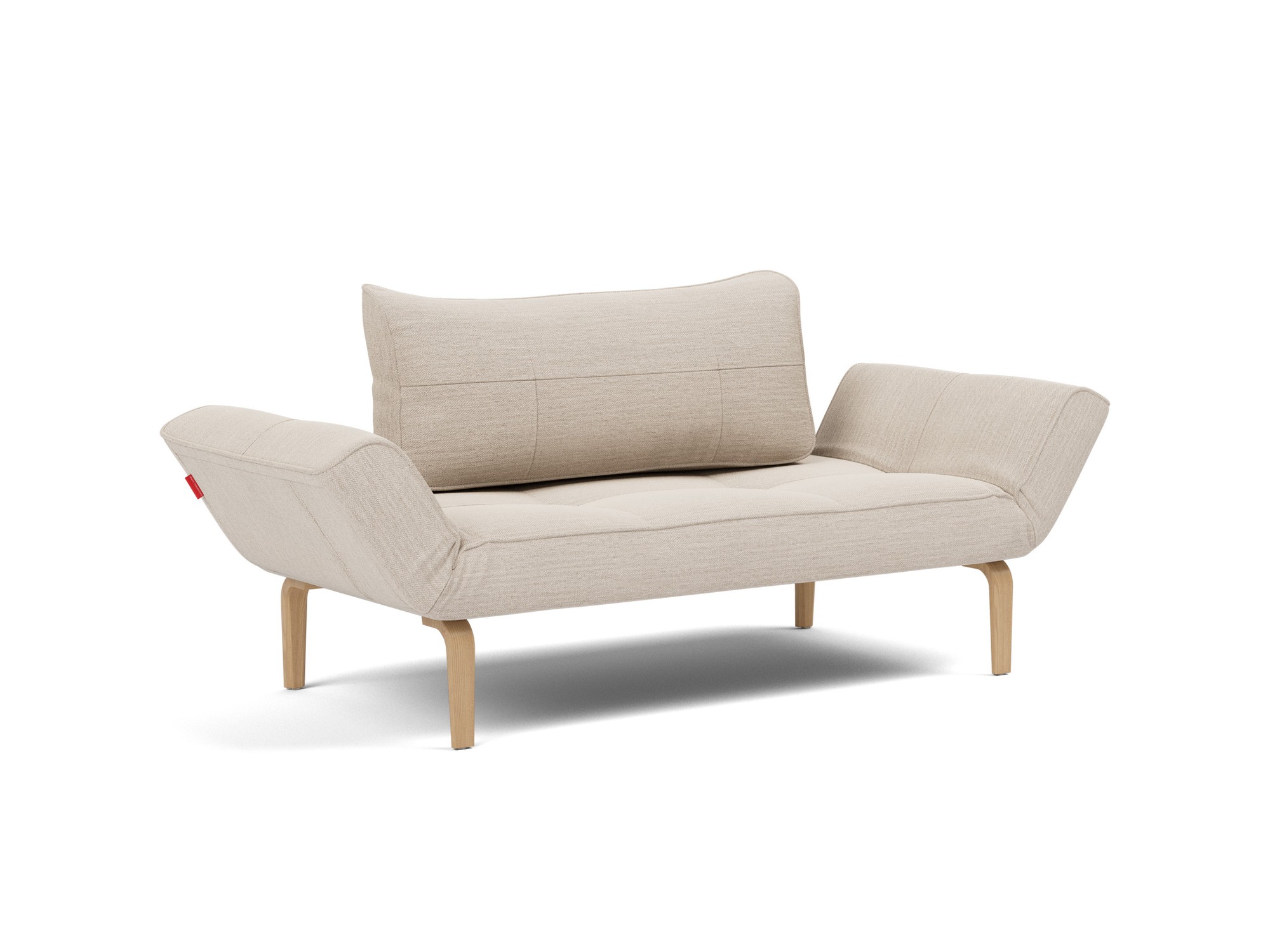 Tagesbett Zeal Webstoff Blida 612-Sand-Grey Beine Bow Eiche
