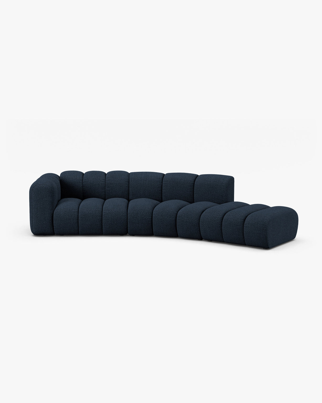 Micadoni Modulares Sofa Lupine 5-Sitzer Rechts Boucle Baloo Dunkelblau