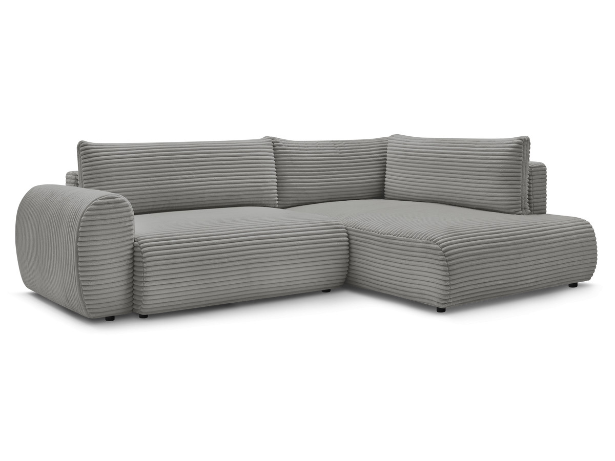 Bobochic Lucien Ecksofa mit Schlaffunktion und Bettkasten 296 × 198 cm Breitcord weich Dunkelgrau Ecke rechts