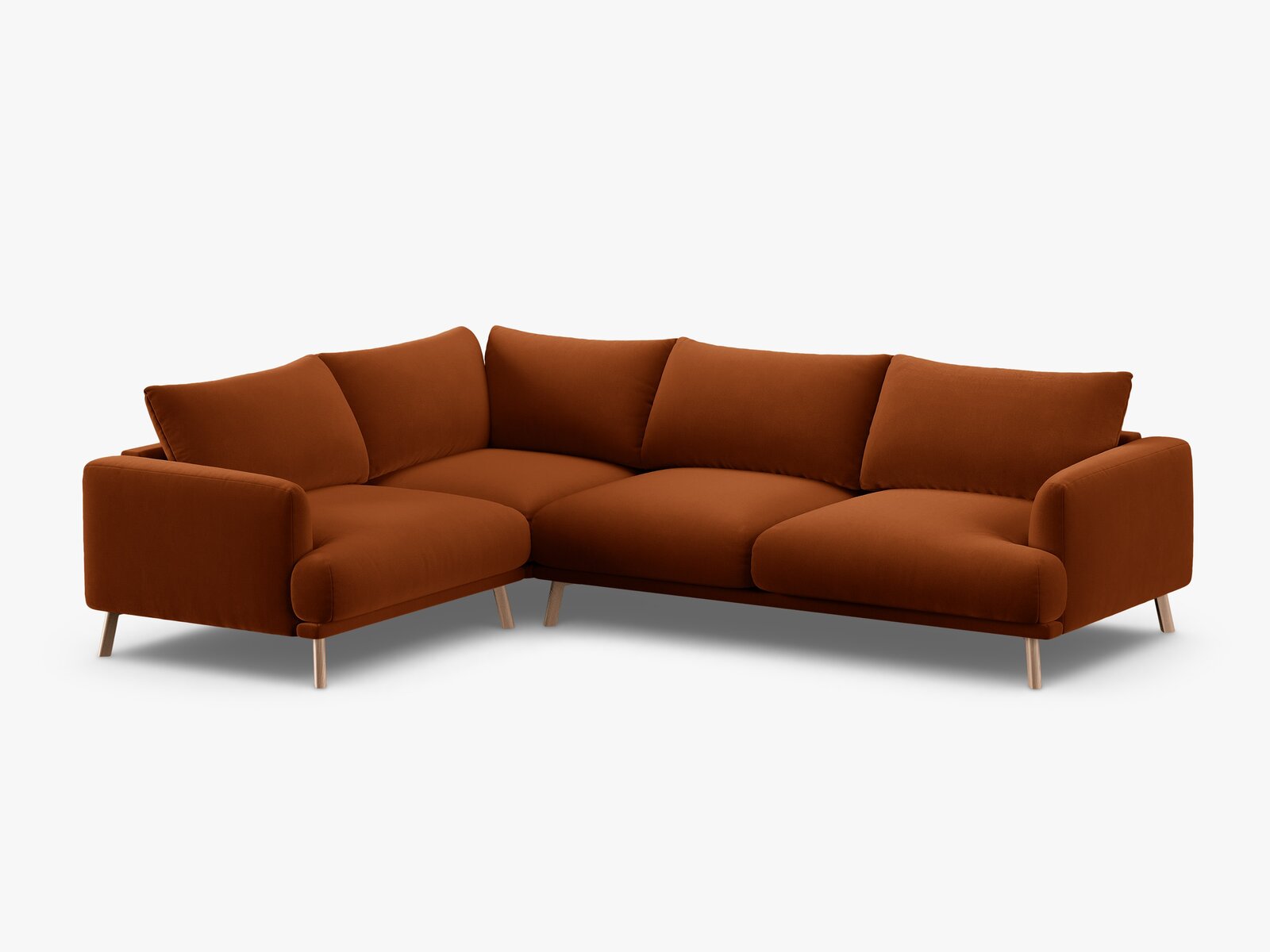 Micadoni Ecksofa Naomi 4-Sitzer große Version Links Samt Salvador Terrakotta