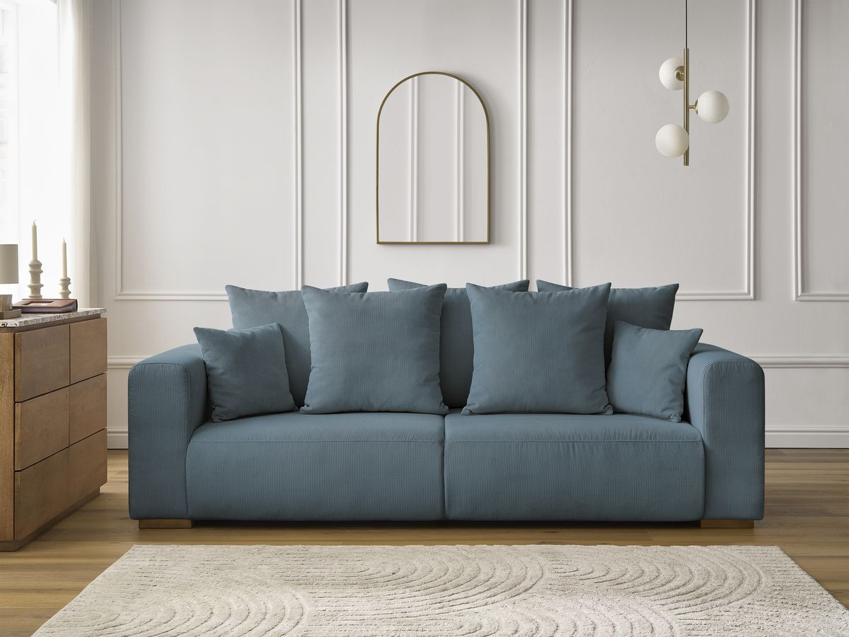 Bobochic Sidonie Sofa 3-Sitzer Cordsamt Blau