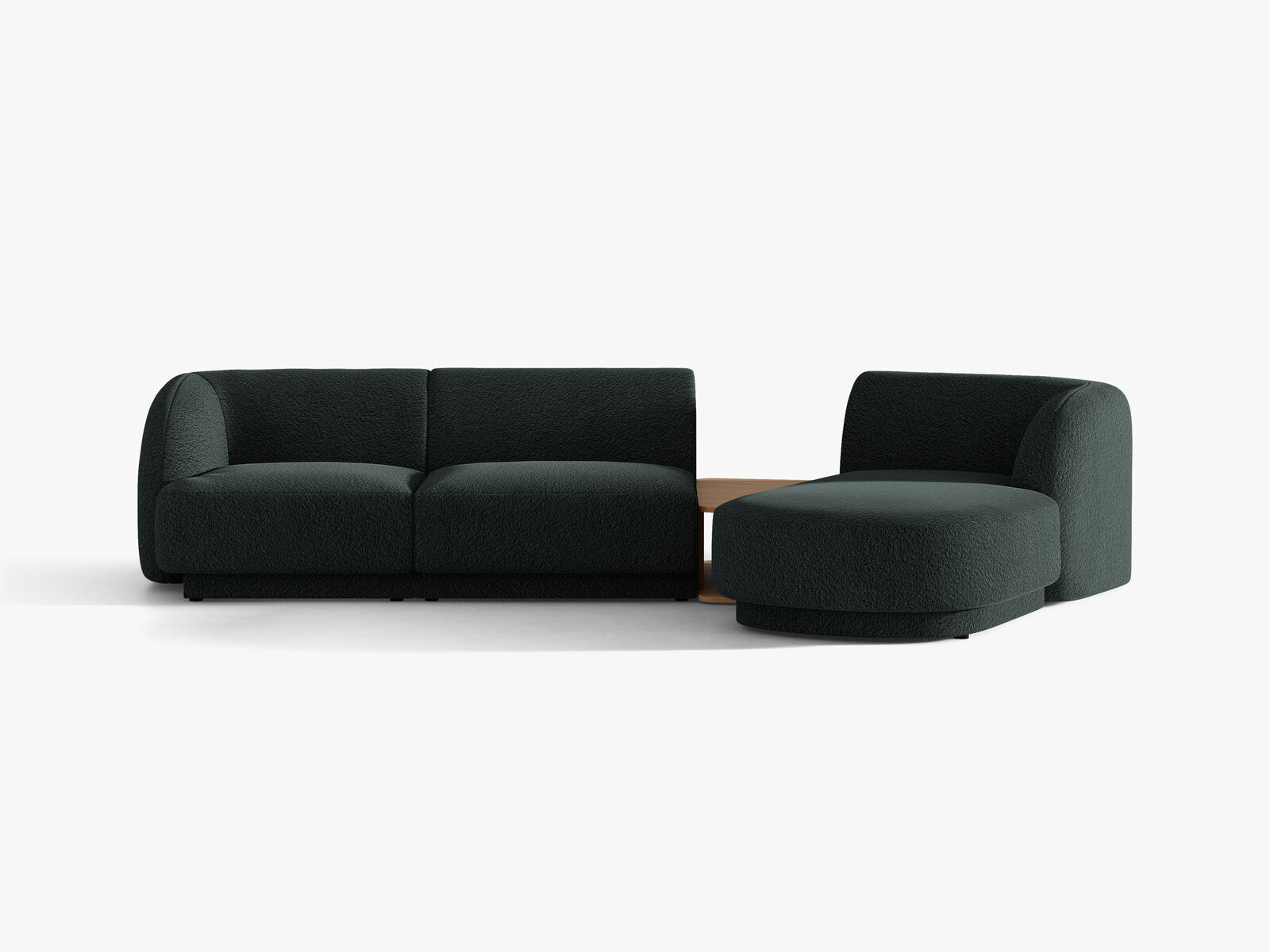 Micadoni Modulares Sofa Miley mit Recamiere 3-Sitzer Rechts Boucle Baloo Schwarz