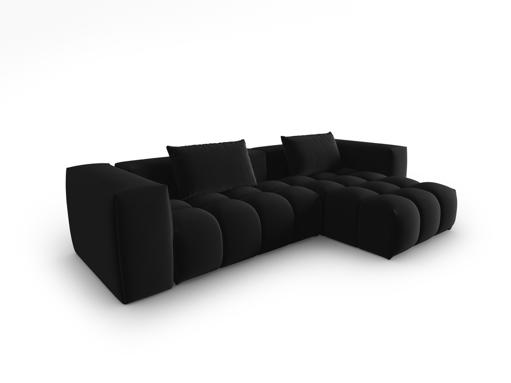 Cosmopolitan Design Ecksofa Verona 3-Sitzer Samt Casino Schwarz Rechts