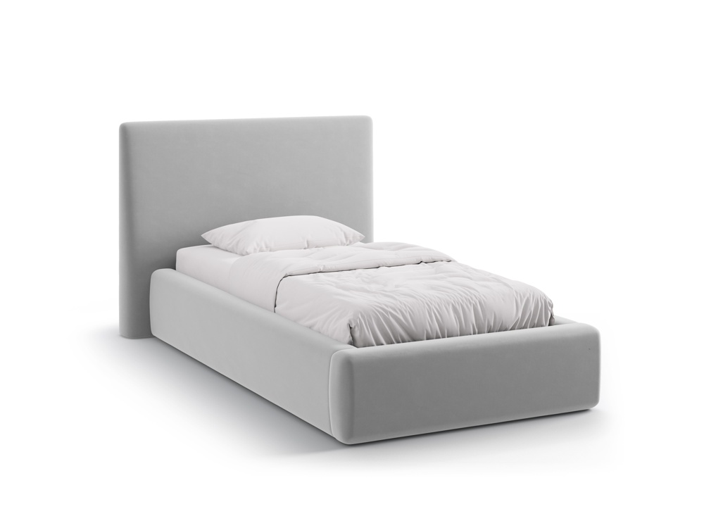 Cosmopolitan Design Stauraumbett mit Kopfteil Asti Samt Magic Velvet Hellgrau