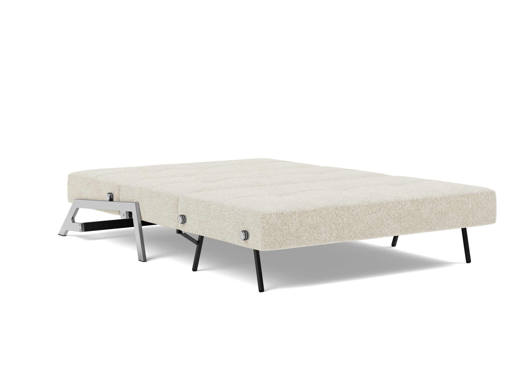Schlafsofa Cubed 140 Strukturierter Stoff Taura 357-Off-White Beine Chrom