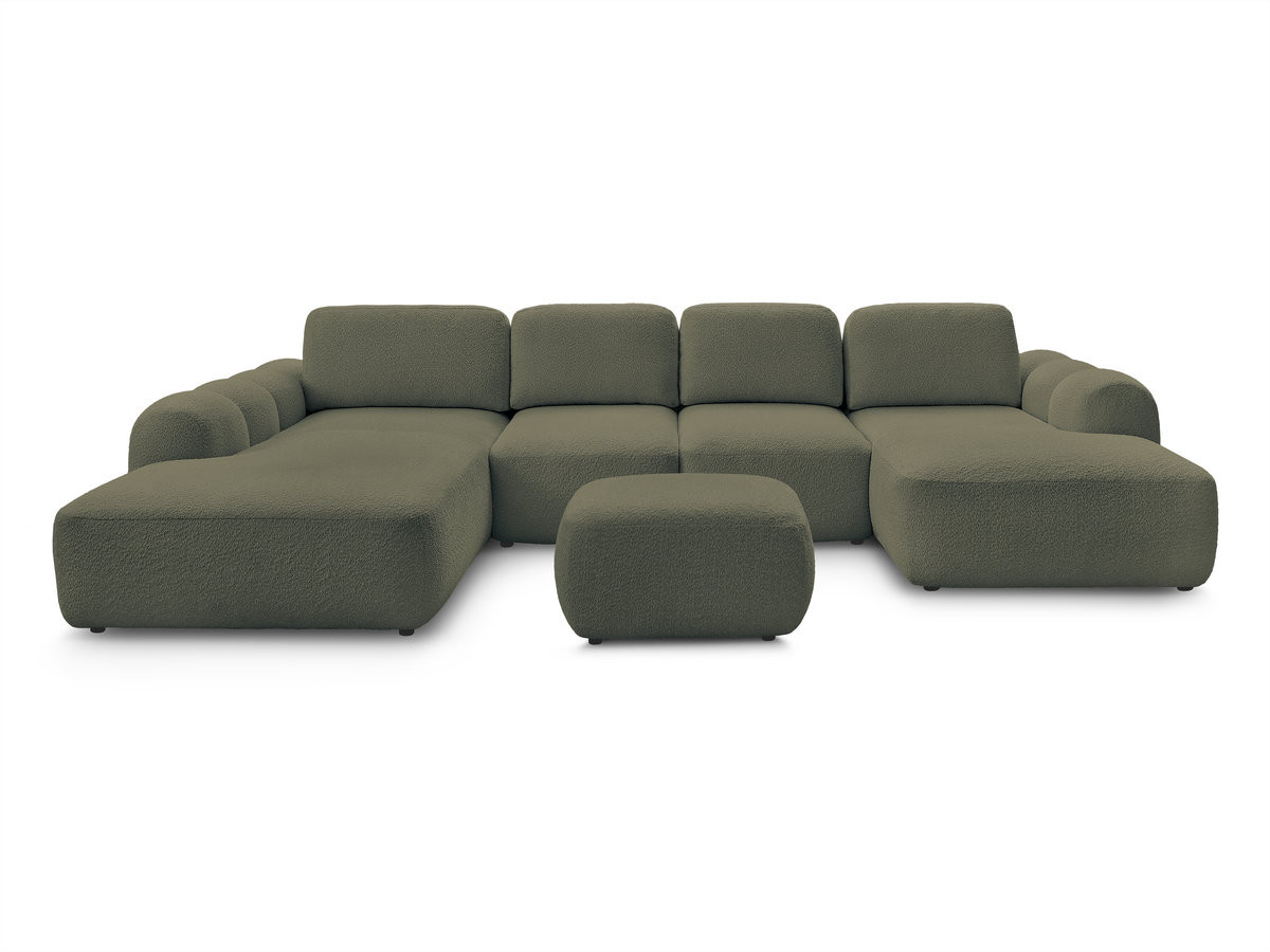 Bobochic Montaigne Wohnlandschaft mit Pouf Bouclé-Stoff Grün Ecke rechts