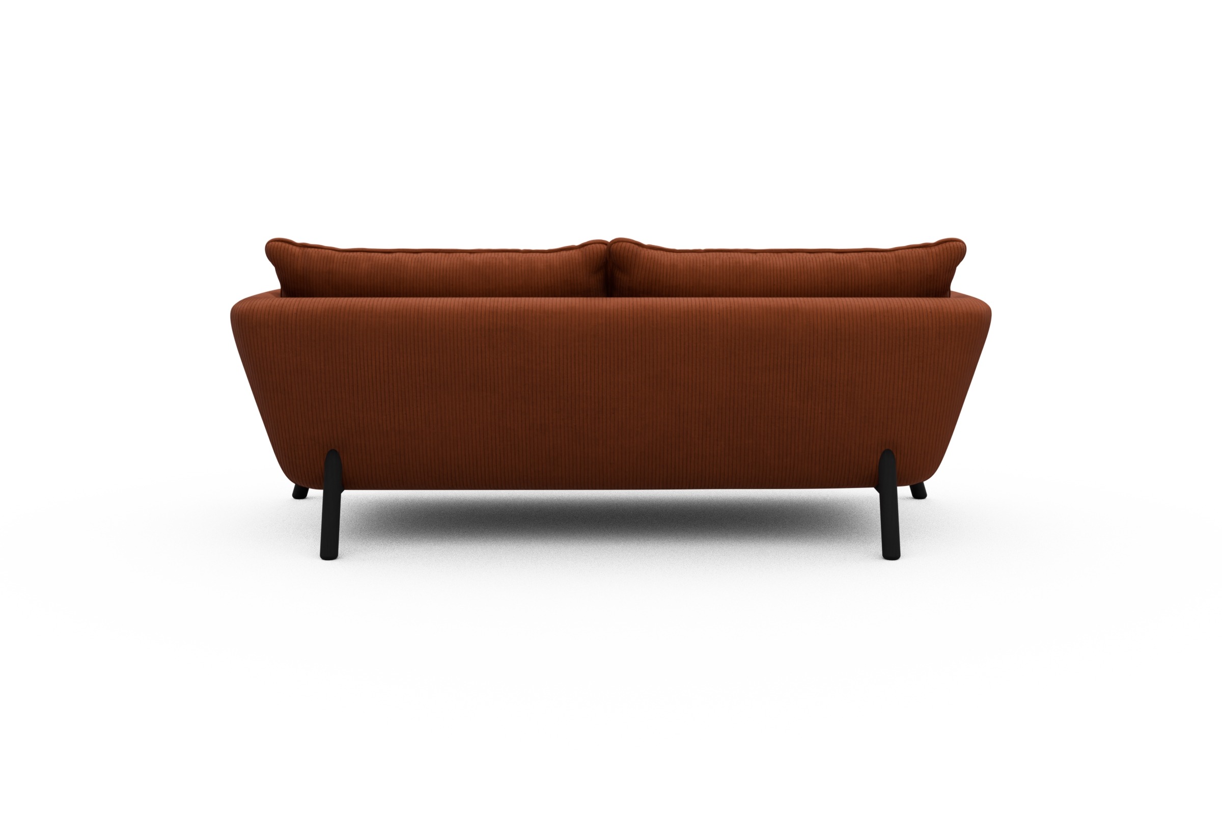 Sofa Emil PREMIUM 2-Sitzer Beinfarbe Eiche Schwarz Corduroy-Burnt-Orange