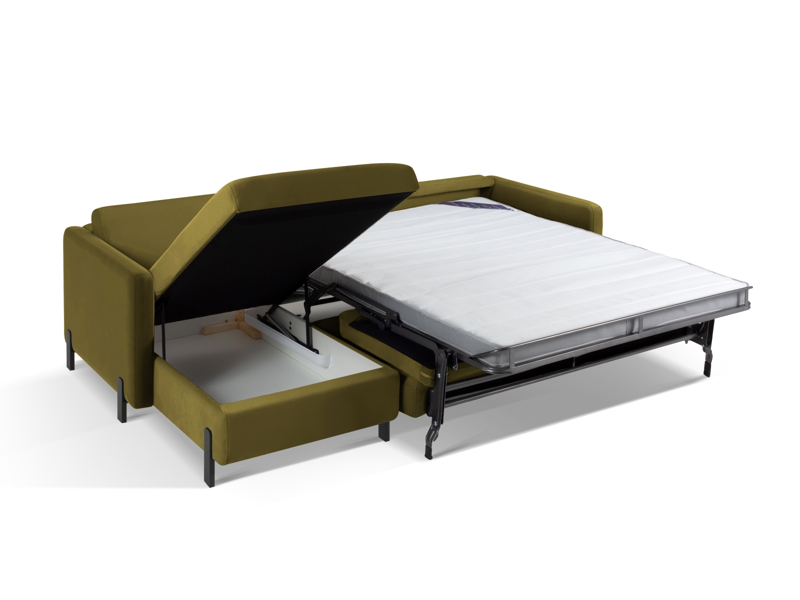Micadoni Schlaf-Ecksofa Gloria 4-Sitzer Links Samt Grün 205x140