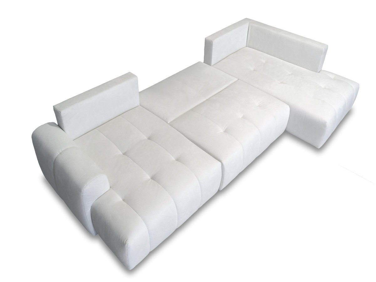 Bobochic Roxelane Wohnlandschaft Melange-Stoff Weiß Ecke links