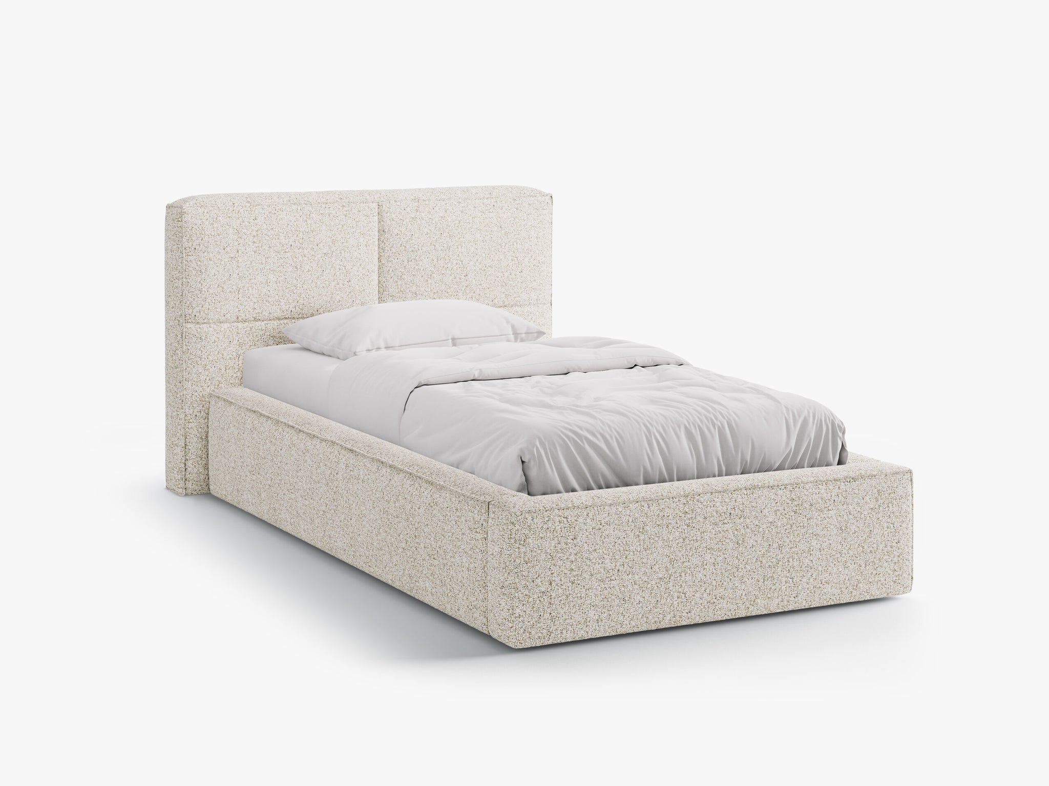 Micadoni Stauraumbett mit Kopfteil Darren Strukturierter Stoff Puente Beige Melange 90x200