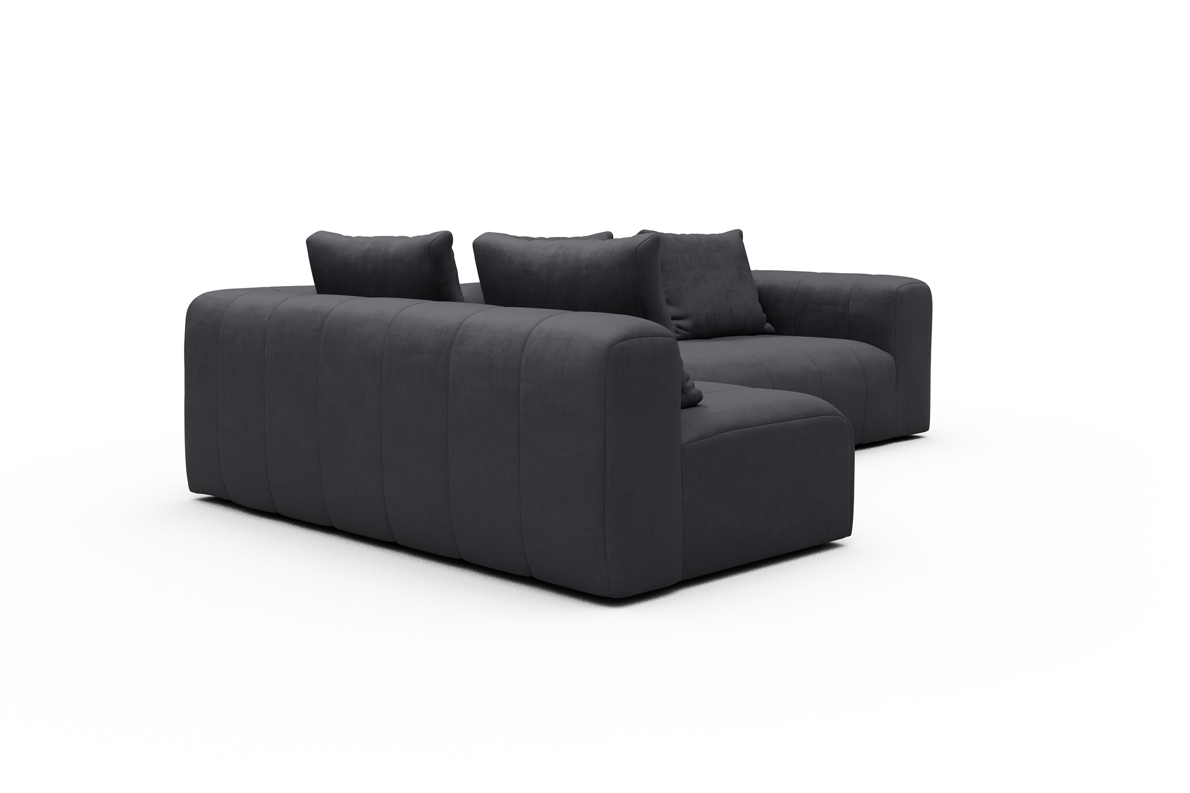 Ecksofa Hugo 2x 2,5-Sitzer Armlehne rechts Cordufine-Slate-Grey