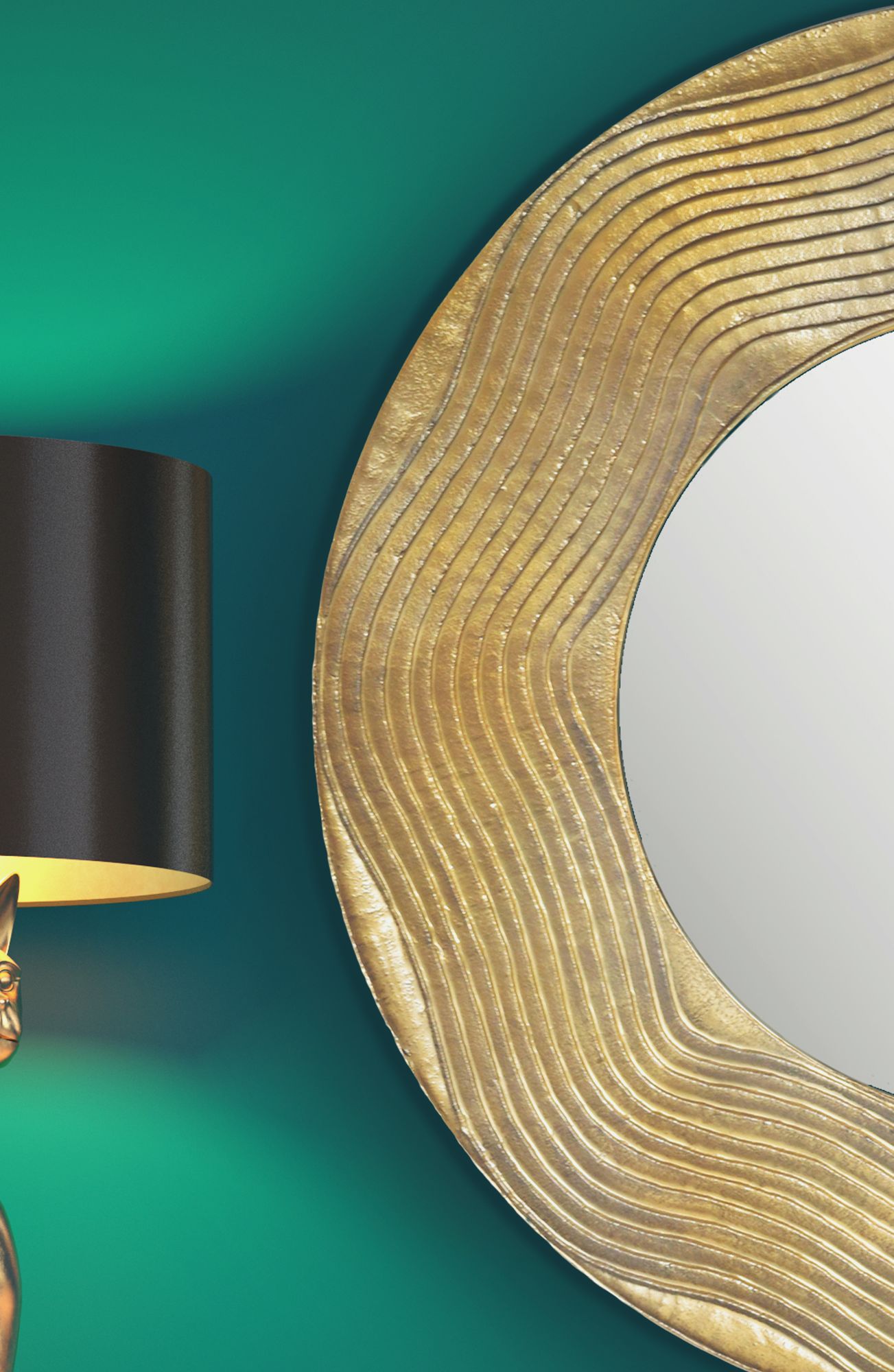 Wandspiegel Hesseng Gold Ø 74 cm