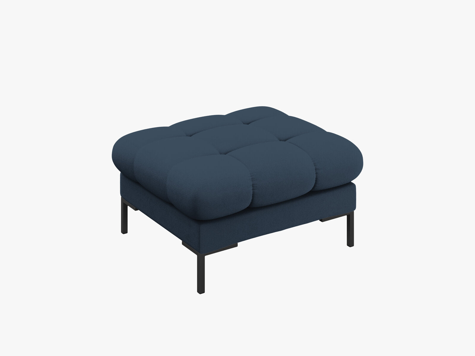 Micadoni Hocker Mamaia 1-Sitzer Strukturierter Stoff Neve Blau schwarze Beine