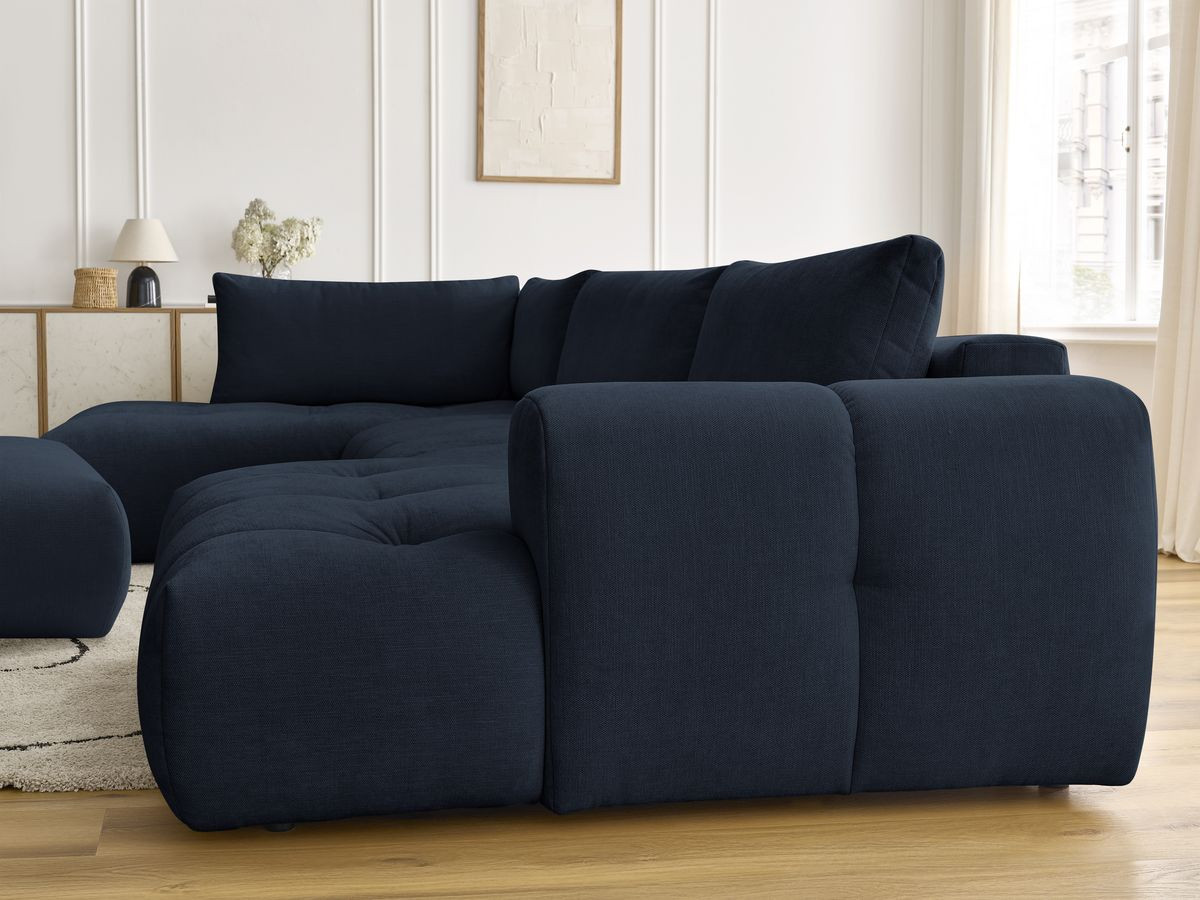 Bobochic Fuji Wohnlandschaft mit Pouf Stoff Dunkelblau Ecke rechts
