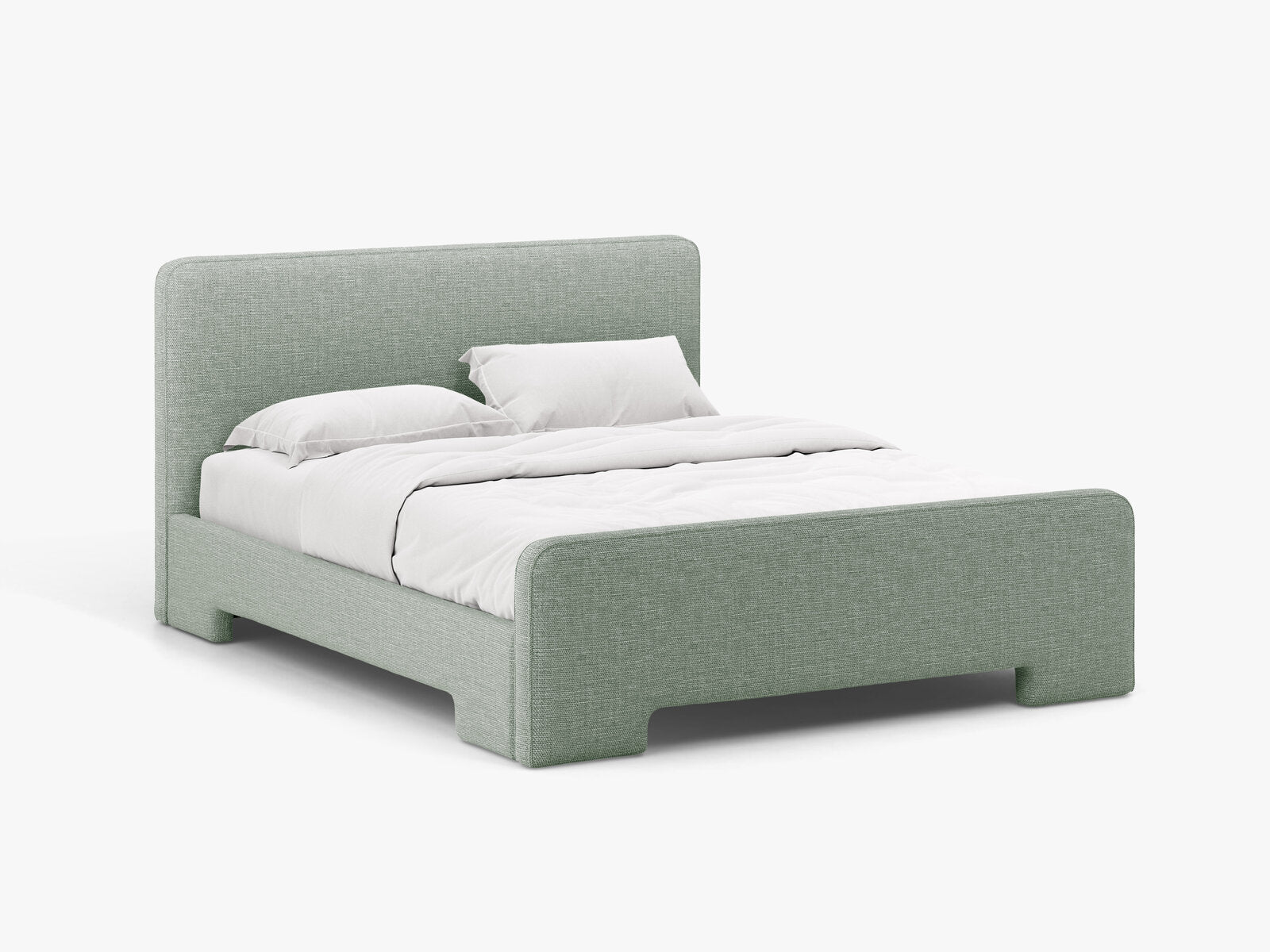 Micadoni Eda Bett mit Kopfteil Strukturierter Stoff Bjorn Minze 140x200