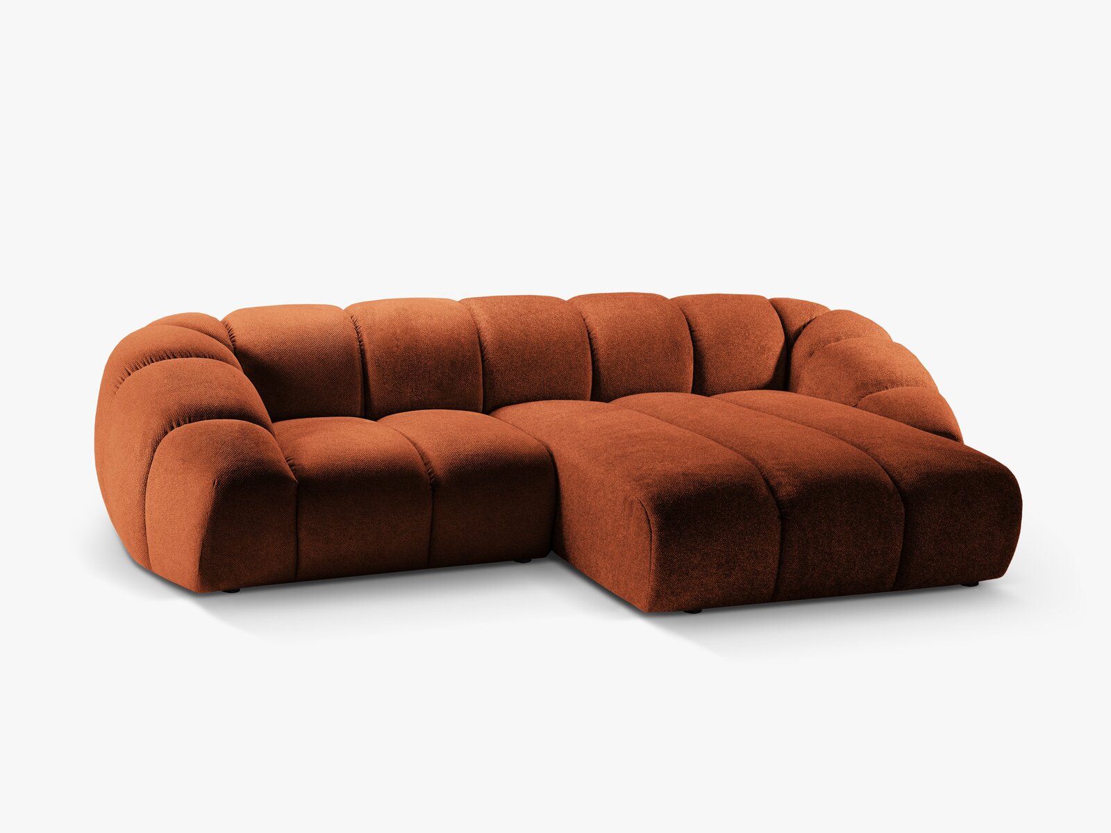 Micadoni Ecksofa Diana 3-Sitzer Rechts Strukturierter Samt Bubble Terrakotta