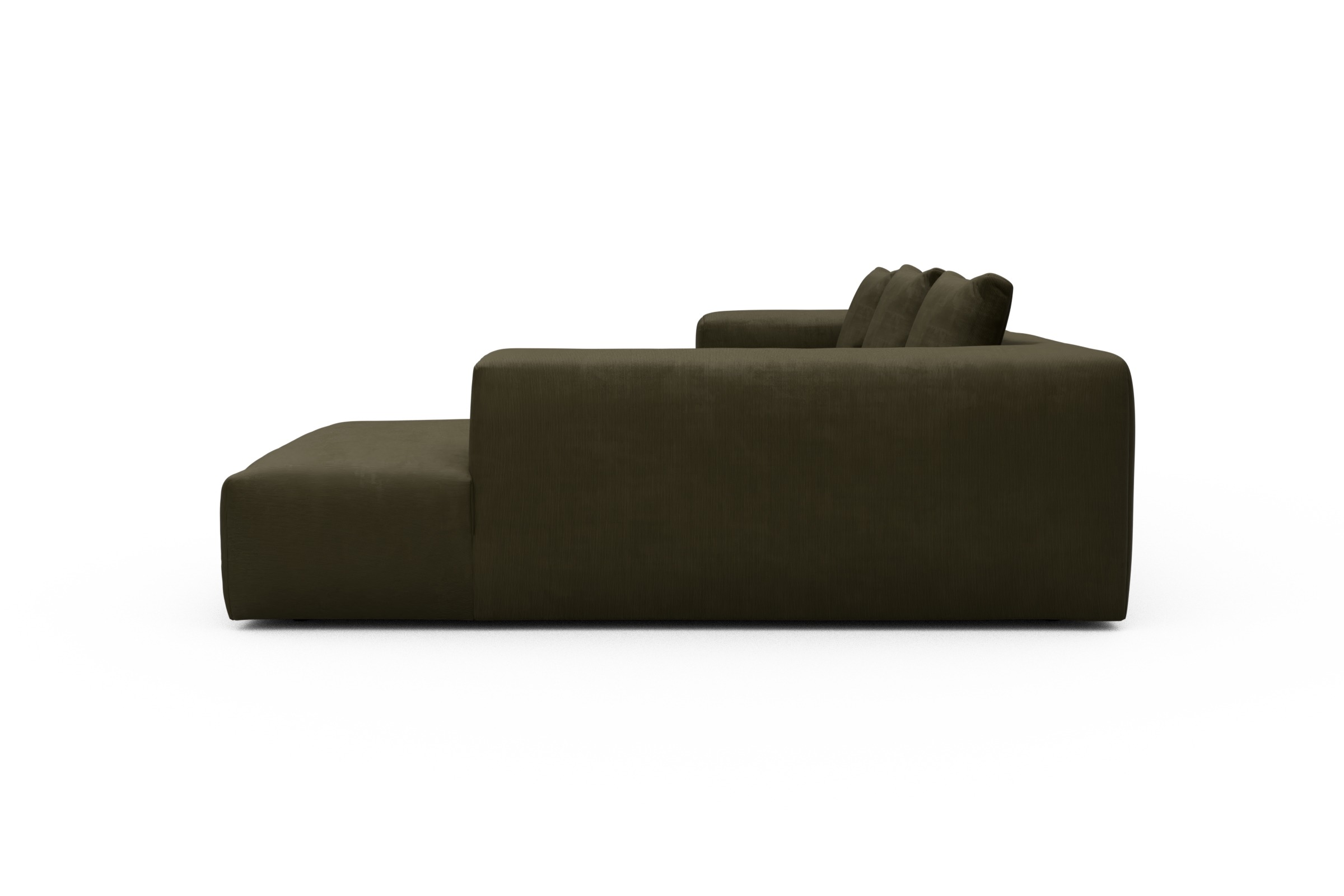 Ecksofa Fred Relax-Ecke rechts mit 2,5-Sitzer Cordufine-Pine-Green