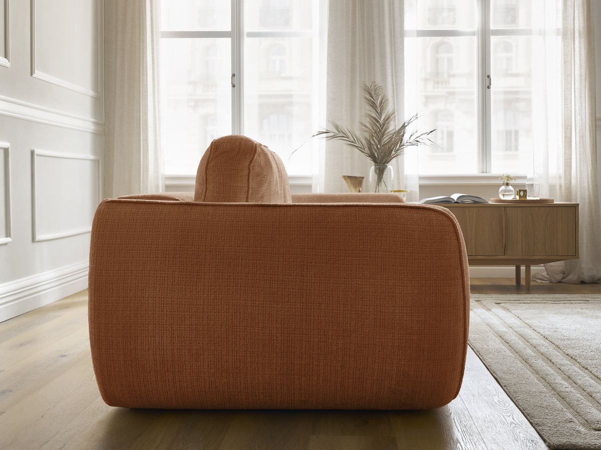 Bobochic Denise Schlafsofa 3-Sitzer mit Bettkasten Strukturstoff Orange