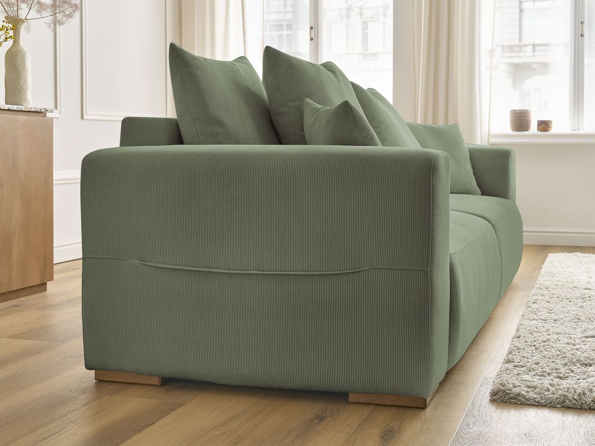 Bobochic Sidonie Schlafsofa 3-Sitzer mit Bettkasten Cordsamt Grün
